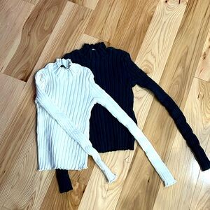 Zara set of two cotton knit ribbed turtleneck tops
